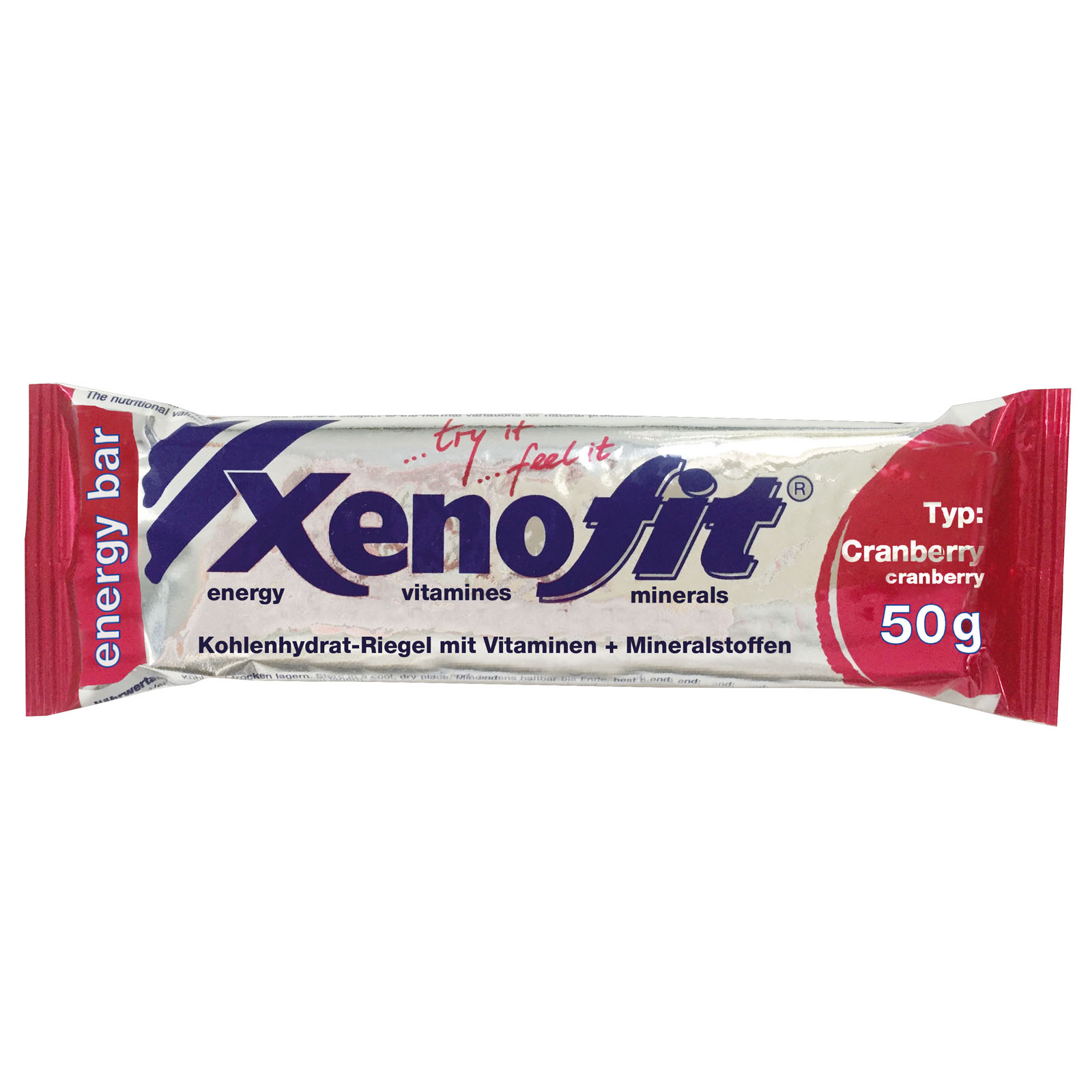 xenofitenergybarcranberry Xenofit Carbohydrate bar Brusnica 50 g - slika 1
