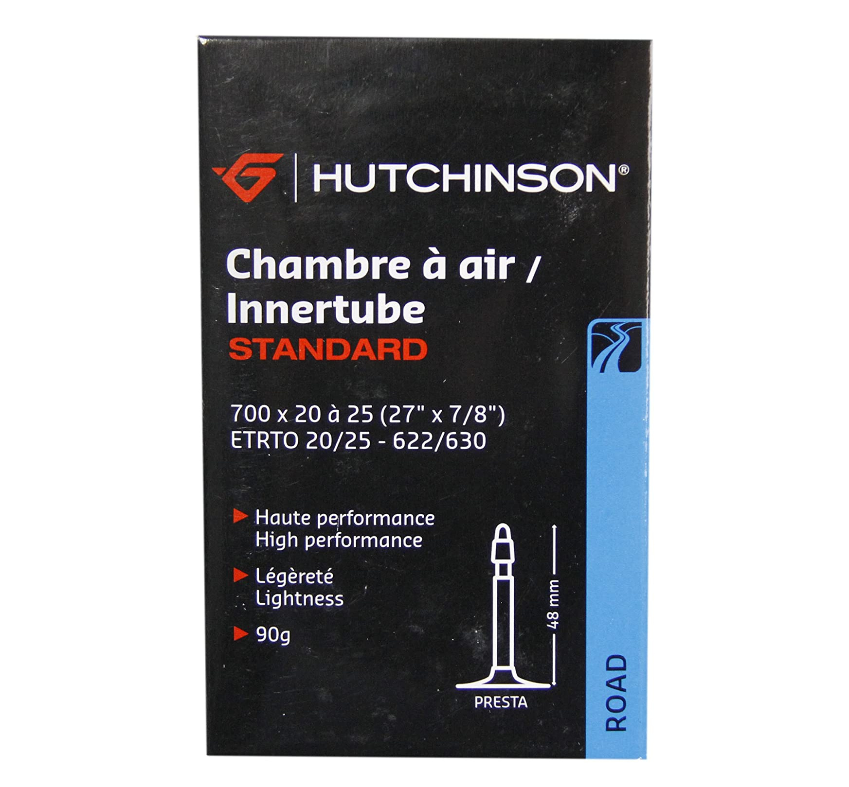 8182d4gkblacsl15001 Hutchinson Zračnica 700x20-25 presta ventil 48mm - slika 1